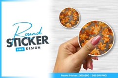 Autumn Maple Leaves with Raindrops on a Round Sticker Png Product Image 1