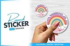 Colorful Rainbow with Clouds Stars and a Round Sticker Png Product Image 1