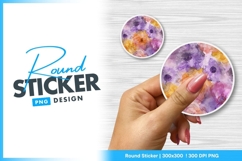 Watercolor floral background round sticker png Product Image 1