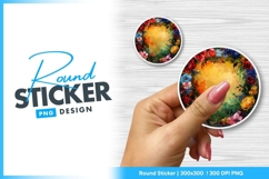 Floral round sticker png Product Image 1