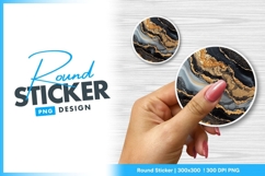 Black gold marble abstract art round sticker png Product Image 1