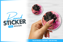 Black poppy floral round sticker png illustration Product Image 1