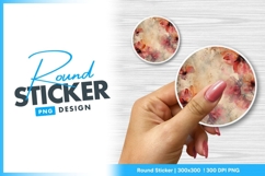 Watercolor floral circle round sticker png Product Image 1