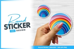 Colorful rainbow arches in circle frame round sticker png Product Image 1