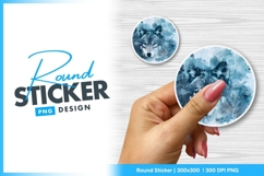 Winter wolf watercolor illustration round sticker png Product Image 1