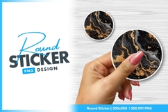 Black and gold marble abstract round sticker png Product Image 1