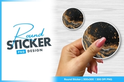 Black gold abstract art round sticker png Product Image 1