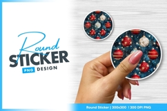 Christmas ornaments pattern on dark round sticker png Product Image 1