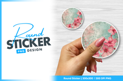 Cherry blossom round sticker png floral design Product Image 1