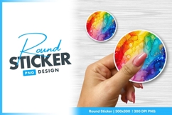 Rainbow alcohol ink texture circle round sticker png Product Image 1