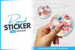 Watercolor floral pattern round sticker png Product Image 1