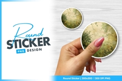 Tranquil summer forest landscape Round sticker png Product Image 1