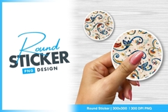 Elegant floral swirl pattern round sticker png Product Image 1