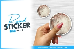 Floral feather decorative round background round sticker png Product Image 1