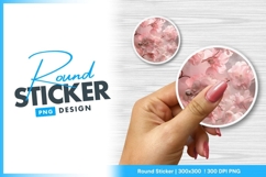 Pink cherry blossom floral round sticker png Product Image 1