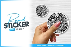 Black and white abstract round sticker design Product Image 1