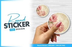 Pink peonies floral vintage grunge round sticker png Product Image 1