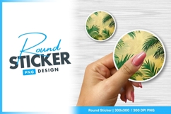 Tropical palm leaves round sticker png Product Image 1