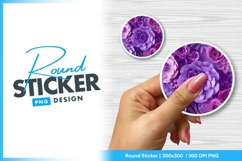 Purple floral paper craft art round sticker png Product Image 1