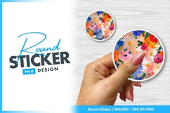 Colorful floral arrangement round sticker design png Product Image 1