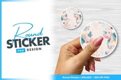 Floral watercolor circle frame round sticker png Product Image 1