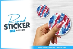 Patriotic watercolor red blue stars round sticker png Product Image 1