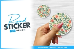 Floral pattern round sticker png Product Image 1