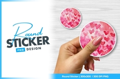 Watercolor hearts background round sticker png design Product Image 1