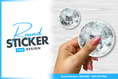 Wolf portrait in winter round sticker png Product Image 1