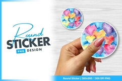 Watercolor hearts in a circle round sticker png Product Image 1