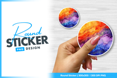 Abstract colorful alcohol ink round sticker png Product Image 1