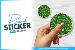 Green foliage round sticker png Product Image 1