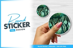Watercolor forest canopy round sticker png Product Image 1
