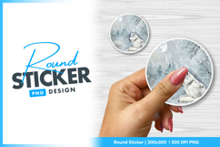 White wolf in winter forest round sticker png Product Image 1