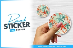 Starfish pattern summer ocean round sticker png Product Image 1