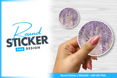 Wisteria flowers round sticker png floral design Product Image 1