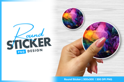 Colorful alcohol ink abstract design round sticker png Product Image 1