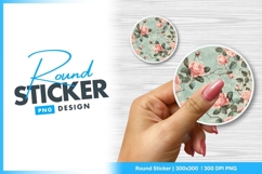 Pink roses on teal vintage floral pattern round sticker png Product Image 1