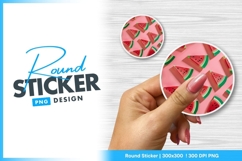 Watermelon slices pattern against round sticker png Product Image 1