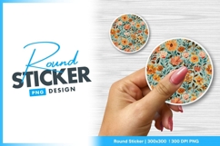 Floral pattern watercolor style round sticker png Product Image 1