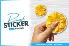 Yellow paper flower floral background round sticker Product Image 1