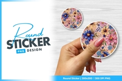 Artistic floral circle round sticker png Product Image 1