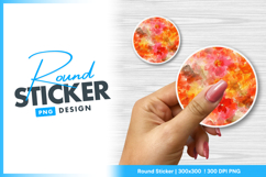 Watercolor floral circle round sticker png Product Image 1