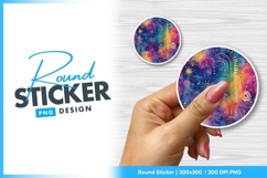 Cosmic watercolor abstract round sticker design Product Image 1