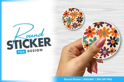 Retro floral pattern round sticker design Product Image 1