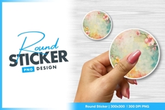 Floral design in hand Round sticker png Product Image 1