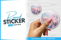 Round sticker png floral design hand holding Product Image 1