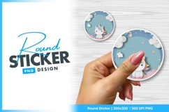 Hand holding round sticker png unicorn design Product Image 1