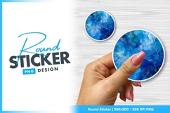 Round sticker png blue watercolor design Product Image 1