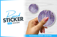 Watercolor wisteria floral circle round sticker png Product Image 1